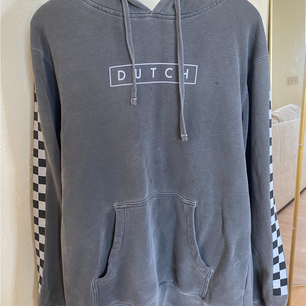 Oldschool Dutch Bros Sweatshirt with Checker Sleeve Detail